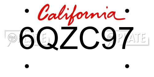 6QZC97 California License Plate