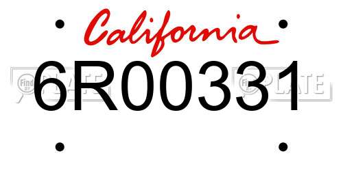 6R00331 California License Plate