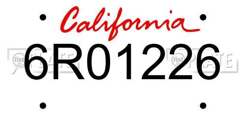 6R01226 California License Plate