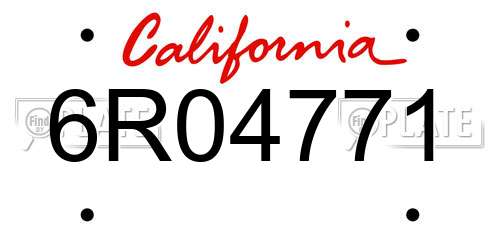 6R04771 California License Plate