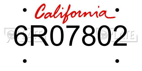 6R07802 California License Plate
