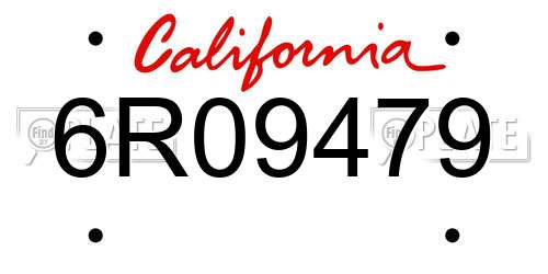 6R09479 California License Plate
