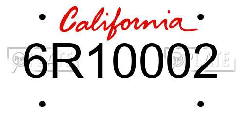 6R10002 California License Plate