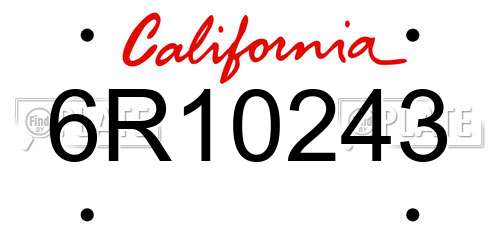 6R10243 California License Plate