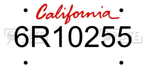 6R10255 California License Plate