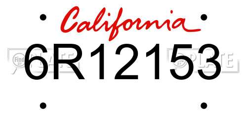6R12153 California License Plate