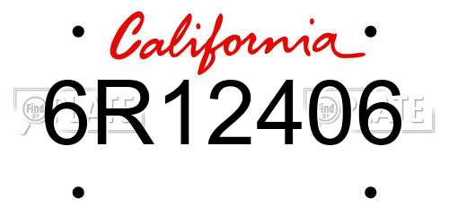 6R12406 California License Plate