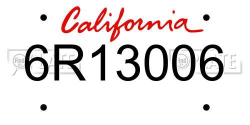 6R13006 California License Plate