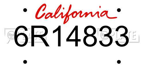 6R14833 California License Plate