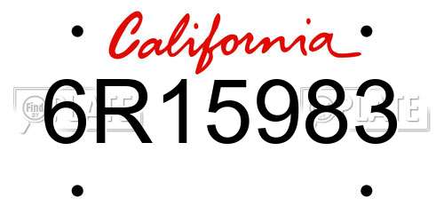 6R15983 California License Plate