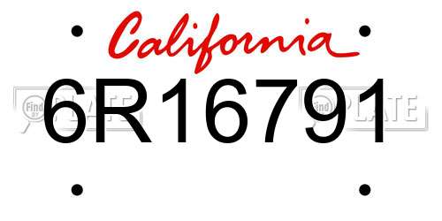 6R16791 California License Plate