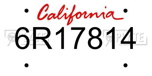 6R17814 California License Plate