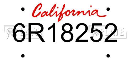 6R18252 California License Plate