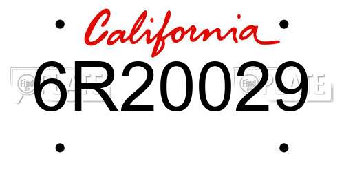 6R20029 California License Plate