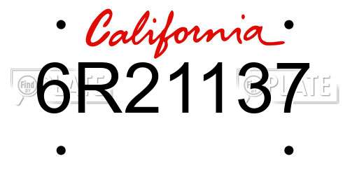 6R21137 California License Plate