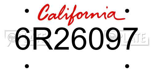 6R26097 California License Plate