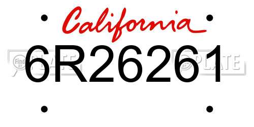 6R26261 California License Plate