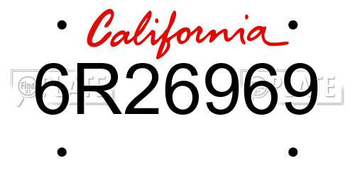 6R26969 California License Plate