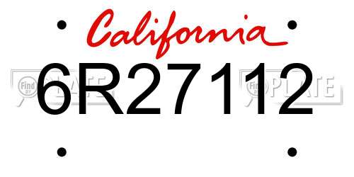 6R27112 California License Plate