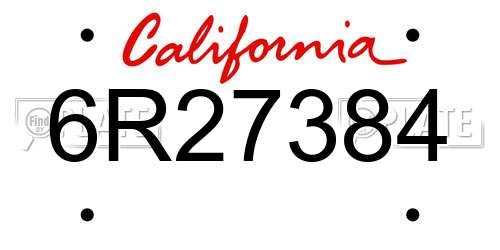 6R27384 California License Plate