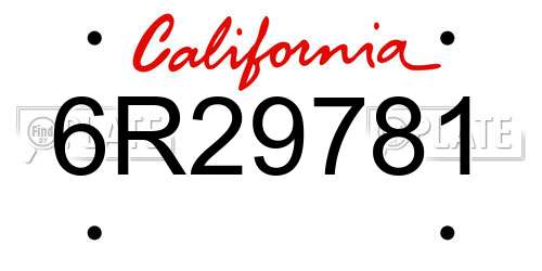 6R29781 California License Plate