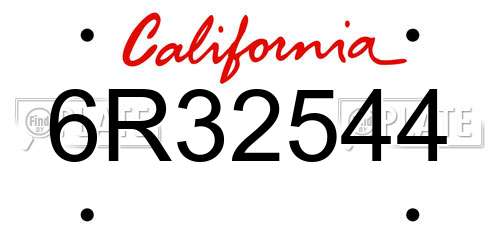 6R32544 California License Plate