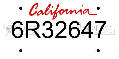 6R32647 California License Plate
