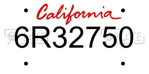 6R32750 California License Plate