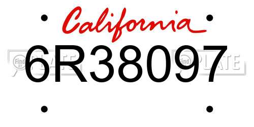 6R38097 California License Plate
