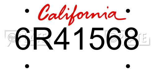 6R41568 California License Plate