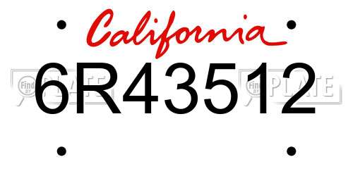 6R43512 California License Plate