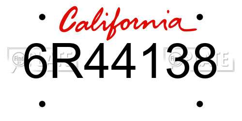 6R44138 California License Plate
