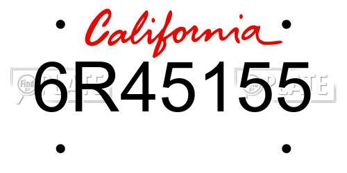 6R45155 California License Plate