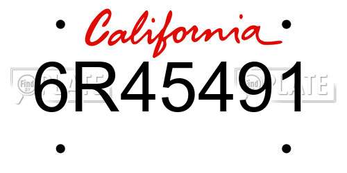 6R45491 California License Plate