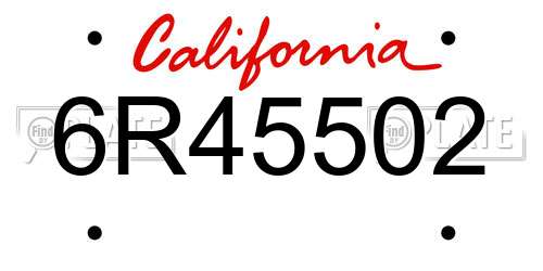 6R45502 California License Plate