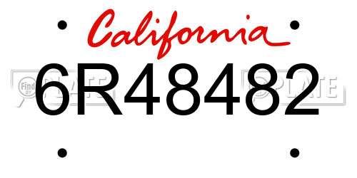 6R48482 California License Plate