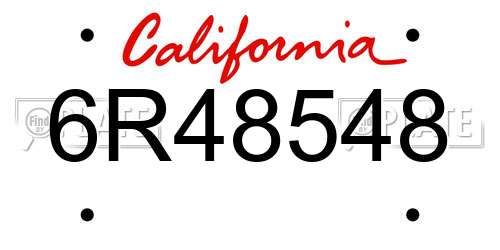 6R48548 California License Plate
