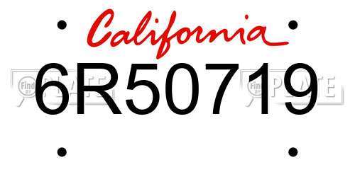 6R50719 California License Plate