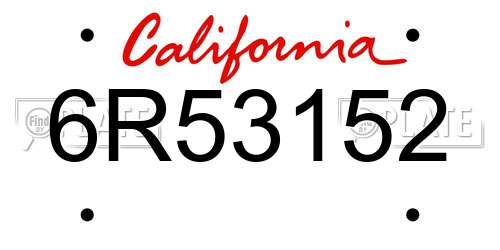 6R53152 California License Plate