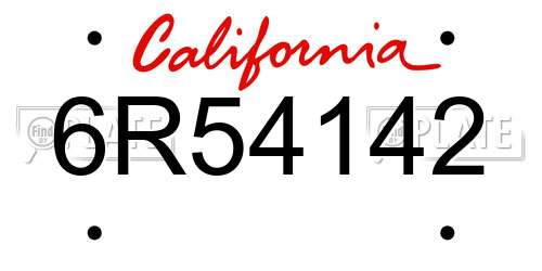 6R54142 California License Plate