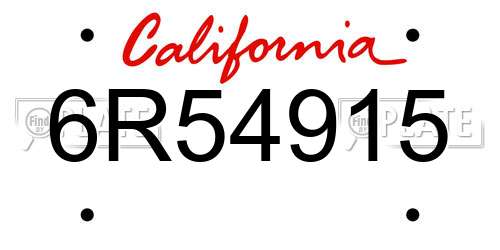 6R54915 California License Plate