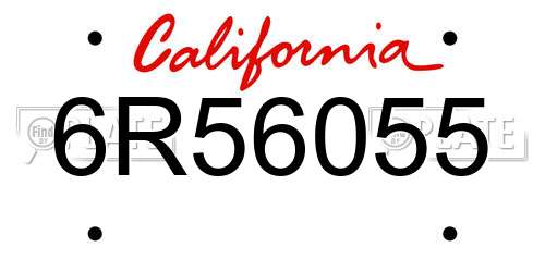 6R56055 California License Plate