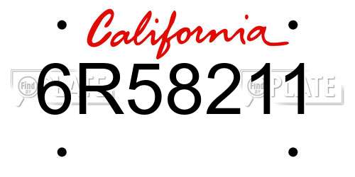 6R58211 California License Plate