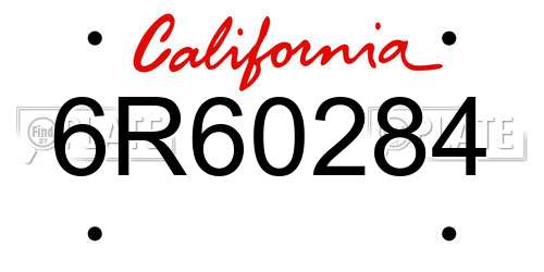 6R60284 California License Plate