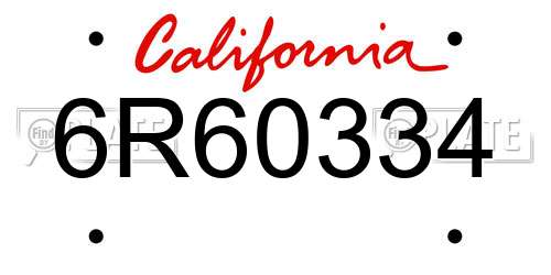 6R60334 California License Plate