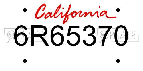 6R65370 California License Plate