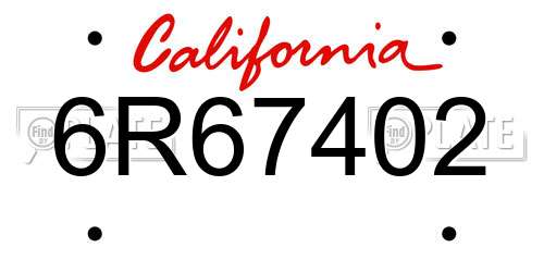 6R67402 California License Plate