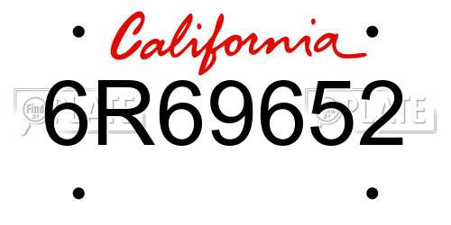 6R69652 California License Plate