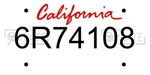 6R74108 California License Plate