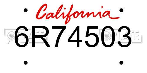 6R74503 California License Plate